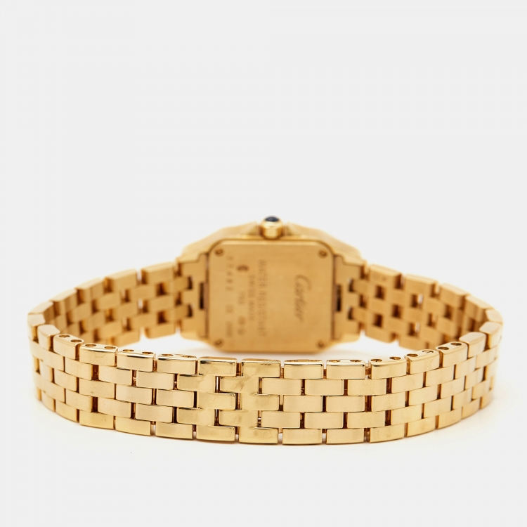 Pre Owned Cartier Cream 18k Yellow Gold Santos Demoiselle W25063X9 Women's Wristwatch 21 mm