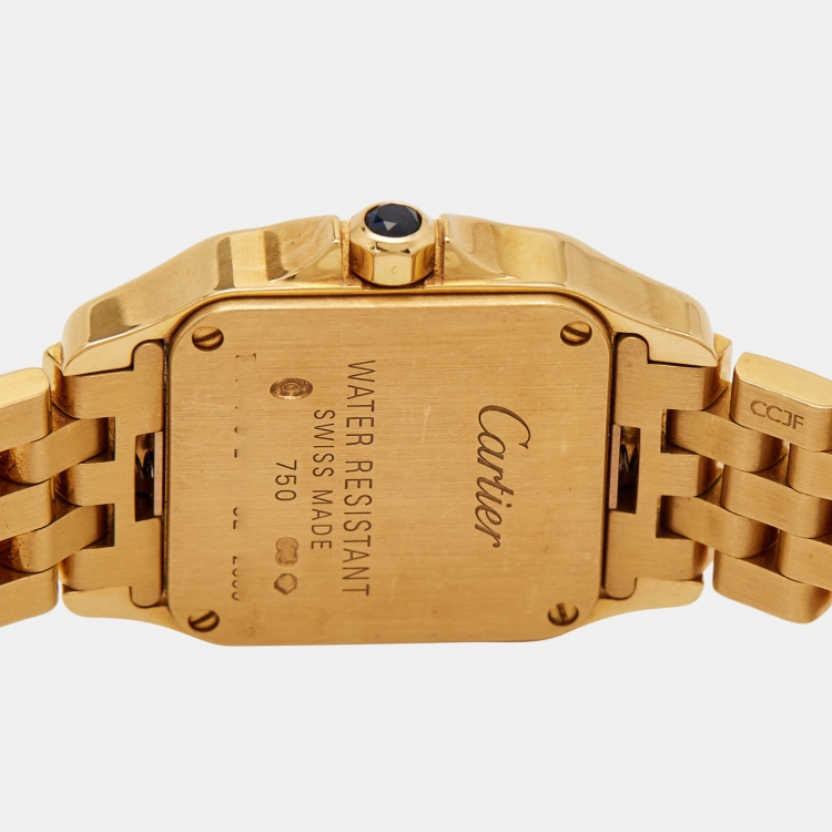 Pre Owned Cartier Cream 18k Yellow Gold Santos Demoiselle W25063X9 Women's Wristwatch 21 mm