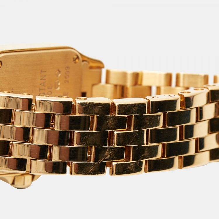 Pre Owned Cartier Cream 18k Yellow Gold Santos Demoiselle W25063X9 Women's Wristwatch 21 mm