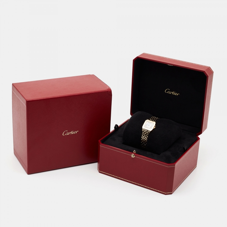 Pre Owned Cartier Cream 18k Yellow Gold Santos Demoiselle W25063X9 Women's Wristwatch 21 mm