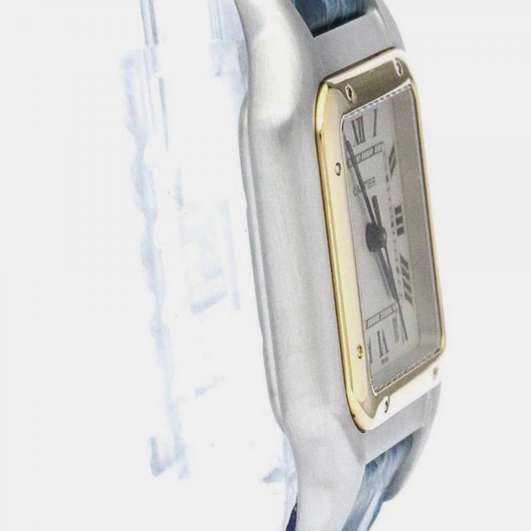 Pre Owned Cartier Silver 18k Yellow Gold And Stainless Steel Panthere De Cartier Quartz Women's Wristwatch 27 mm