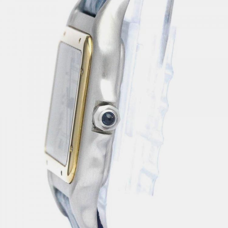 Pre Owned Cartier Silver 18k Yellow Gold And Stainless Steel Panthere De Cartier Quartz Women's Wristwatch 27 mm