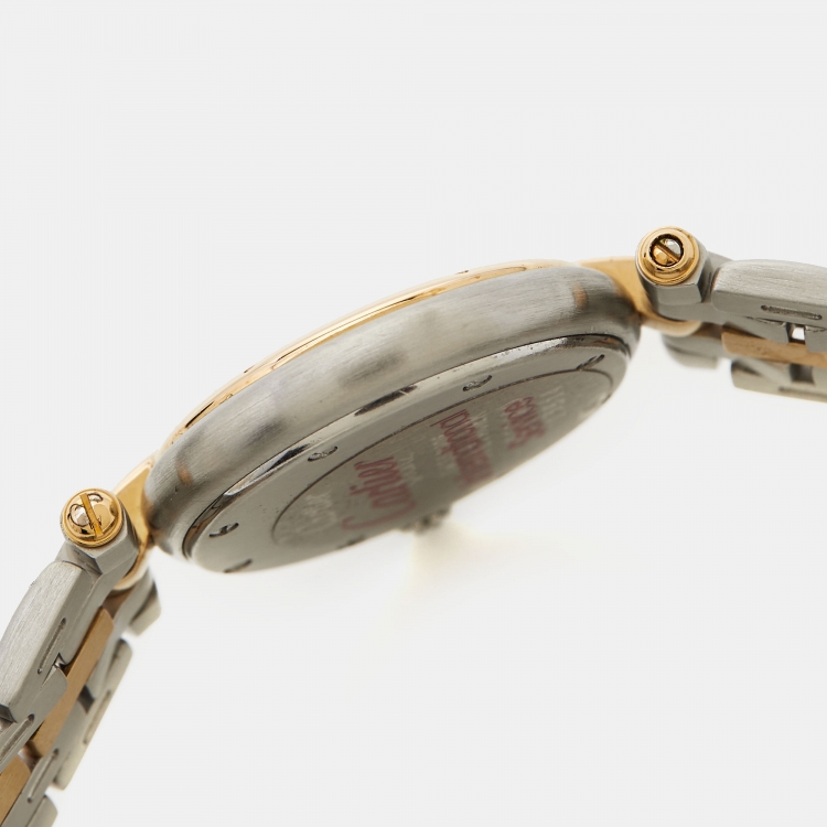 Pre Owned Cartier Cream 18K Yellow Gold And Stainless Steel Panthere W25030B5 Women's Wristwatch 23 mm
