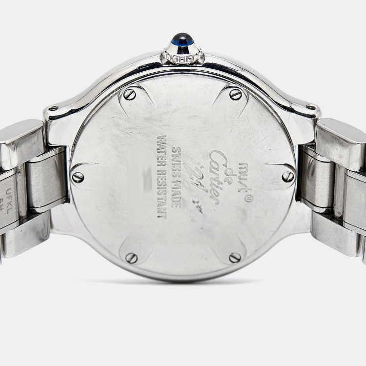 Pre Owned Cartier Silver Stainless Steel Must 21 de Cartier W10109T2 Quartz Women's Wristwatch 28 mm