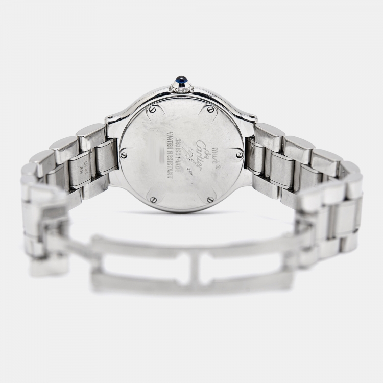 Pre Owned Cartier Silver Stainless Steel Must 21 de Cartier W10109T2 Quartz Women's Wristwatch 28 mm