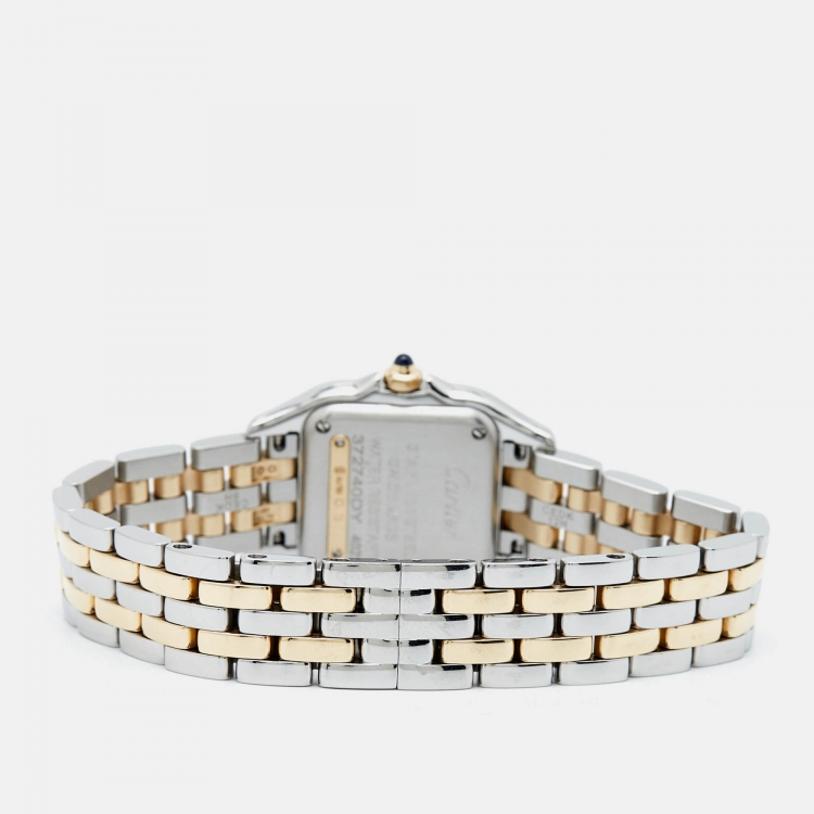 Pre Owned Cartier Silver 18k Yellow Gold Stainless Steel Panthère de Cartier W2PN0006 Women's Wristwatch 22 mm
