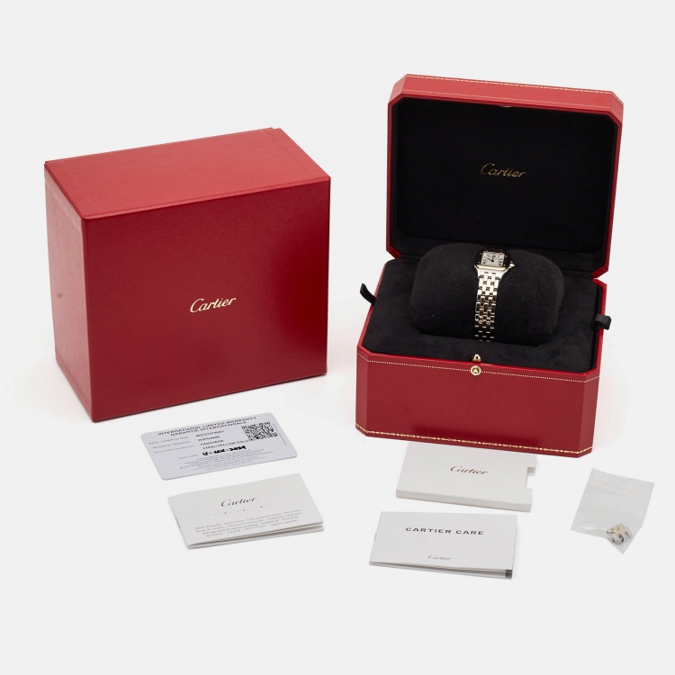 Pre Owned Cartier Silver 18k Yellow Gold Stainless Steel Panthère de Cartier W2PN0006 Women's Wristwatch 22 mm