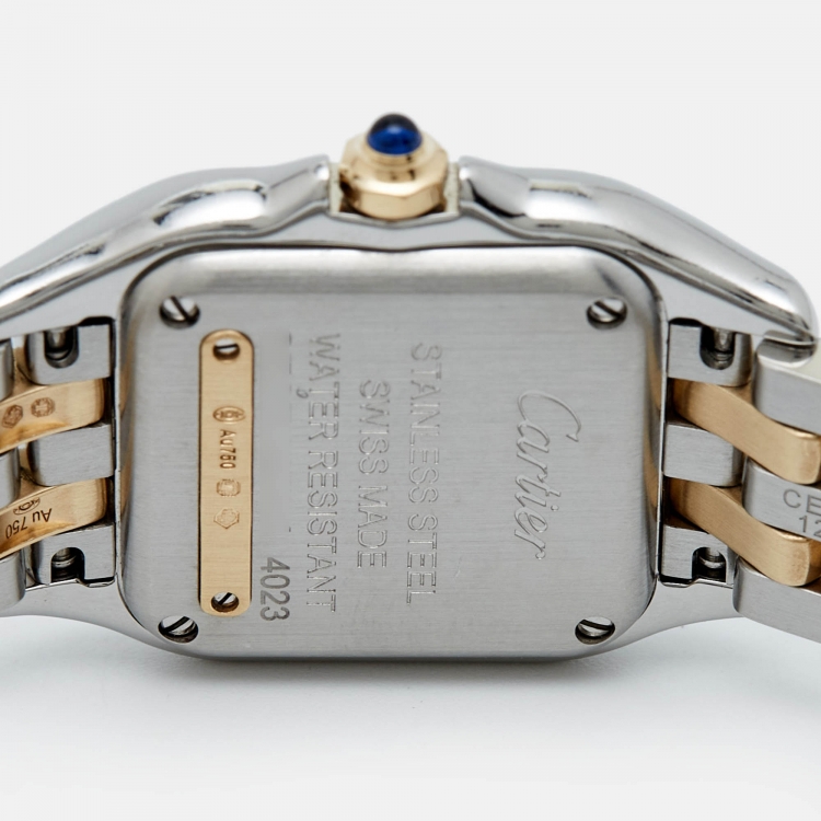Pre Owned Cartier Silver 18k Yellow Gold Stainless Steel Panthère de Cartier W2PN0006 Women's Wristwatch 22 mm