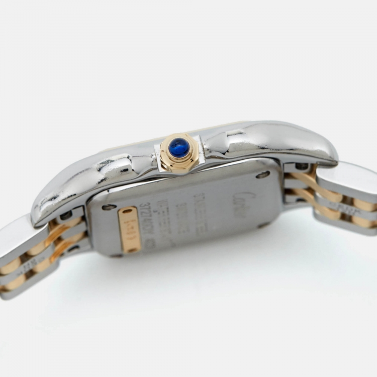 Pre Owned Cartier Silver 18k Yellow Gold Stainless Steel Panthère de Cartier W2PN0006 Women's Wristwatch 22 mm