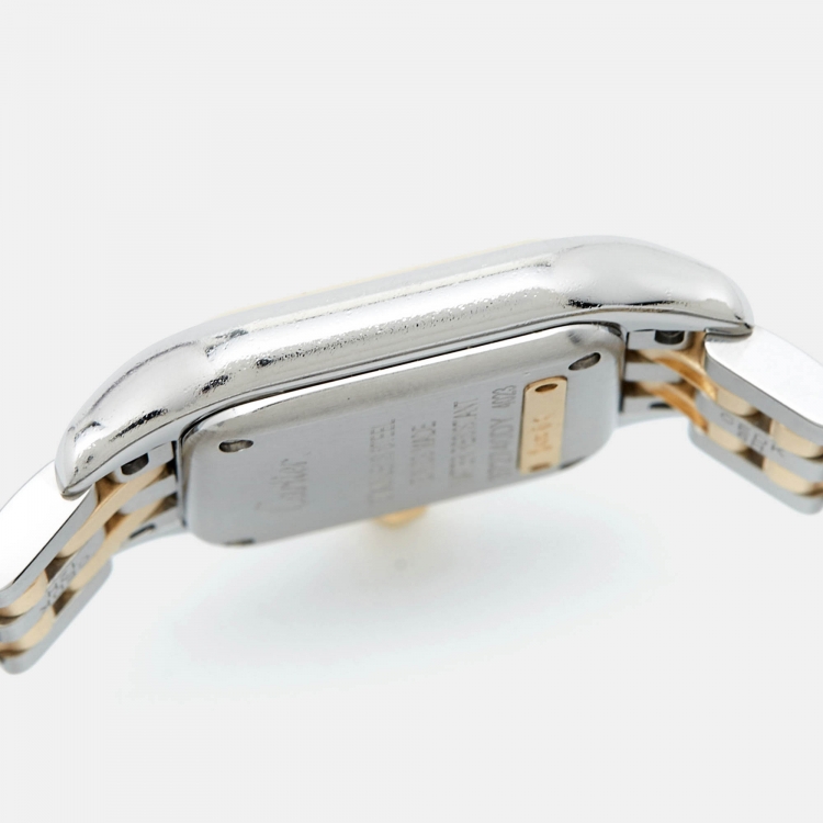 Pre Owned Cartier Silver 18k Yellow Gold Stainless Steel Panthère de Cartier W2PN0006 Women's Wristwatch 22 mm