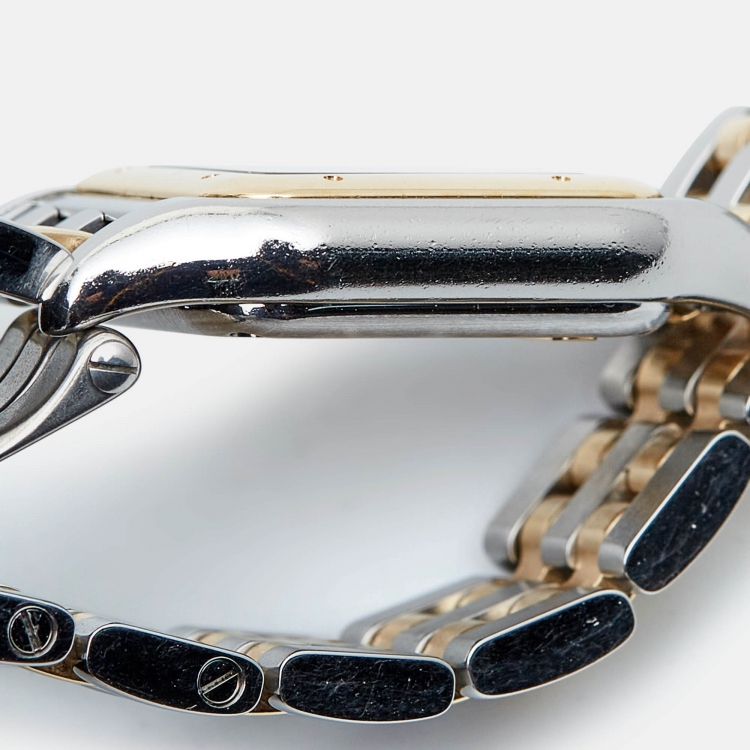 Pre Owned Cartier Silver 18k Yellow Gold Stainless Steel Panthère de Cartier W2PN0006 Women's Wristwatch 22 mm