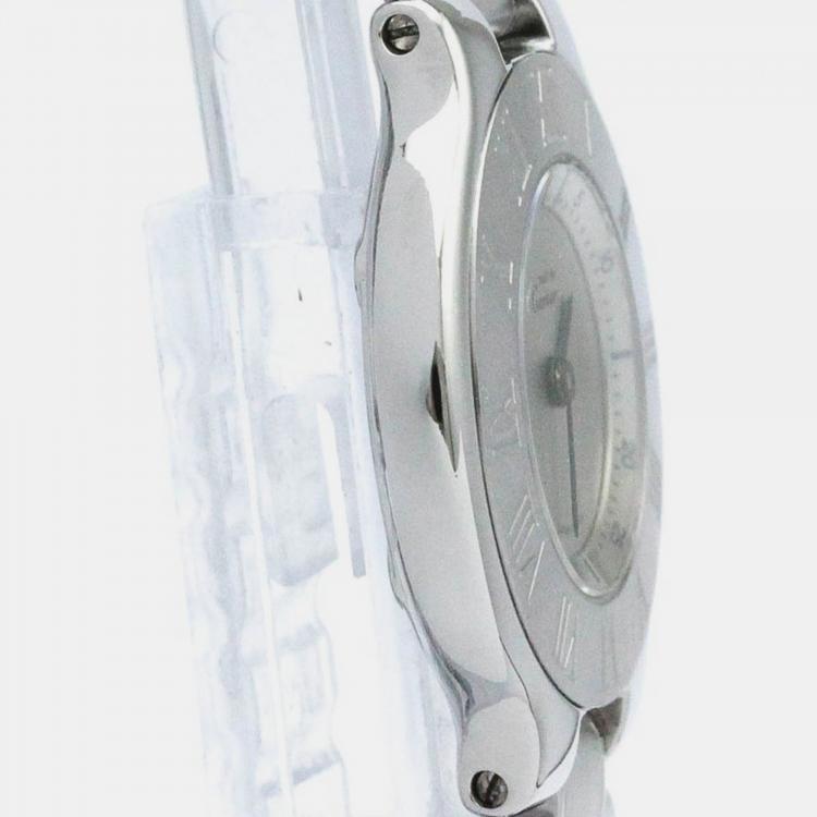 Pre Owned Cartier Silver Stainless Steel Must 21 Quartz Women's Wristwatch 28 mm