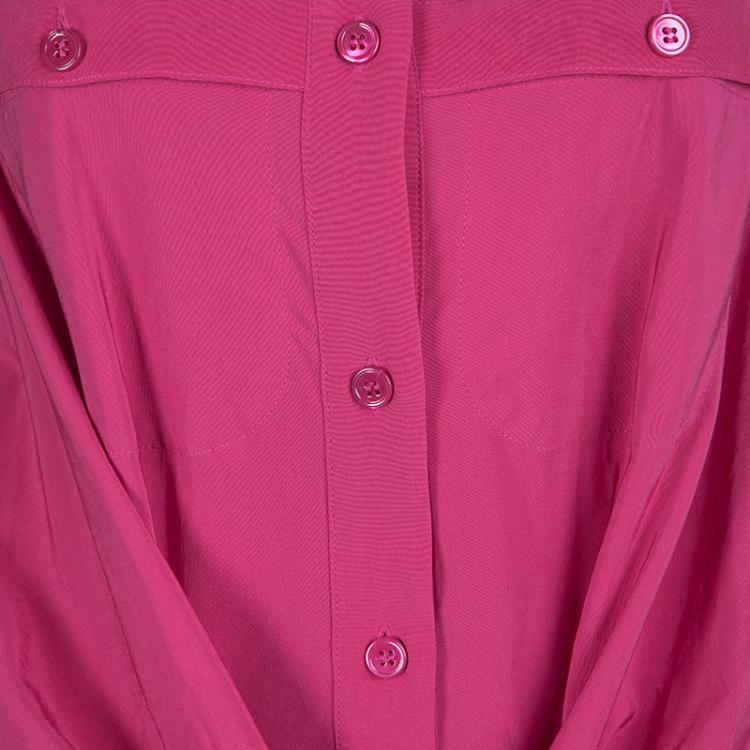 Pre Owned Carven Pink Contrast Collar Front Tie Detail Sleeveless Dress S