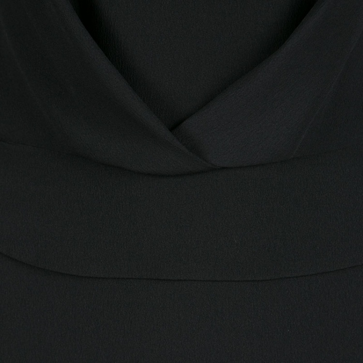 Pre Owned Carven Black Moroccan Crepe Ruffled Bottom Long Sleeve Dress S