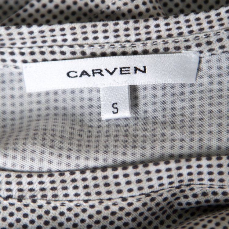 Pre Owned Carven Grey Jungle Print Embroidered Dotted T-Shirt S