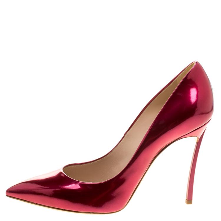 Pre Owned Casadei Metallic Red Candylux Pointed Toe Pumps Size 38