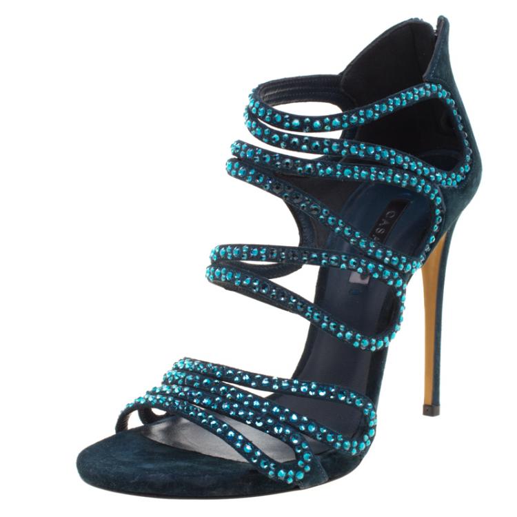 emerald strappy heels