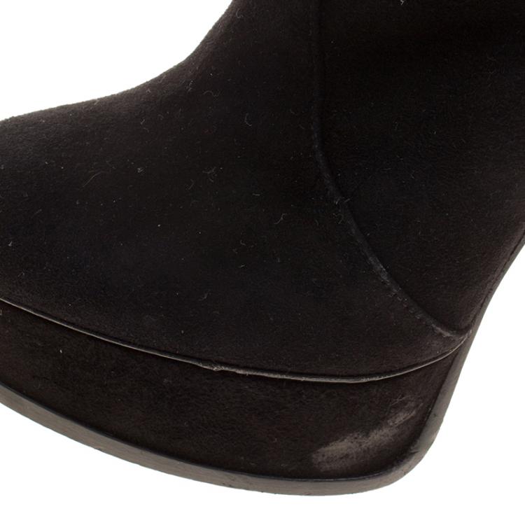 مملوكة مسبقًا Casadei Black Stretch Suede Over the Knee Boots Size 37