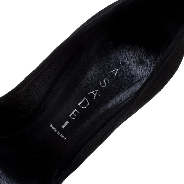 Pre Owned Casadei Black Suede Platform Pumps Size 36.5