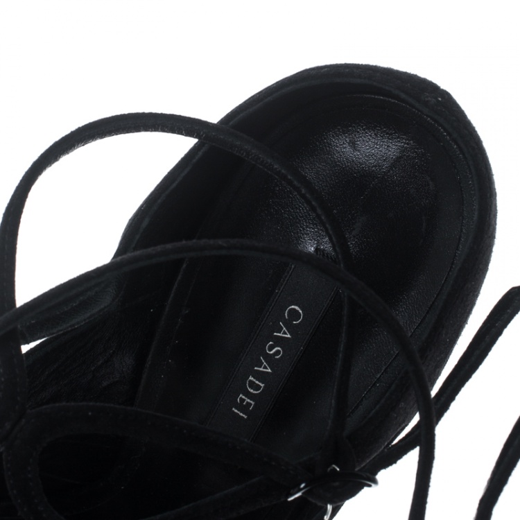 Pre Owned Casadei Black Suede and Glitter Hollywood Peep Toe Cut Out Pumps Size 40