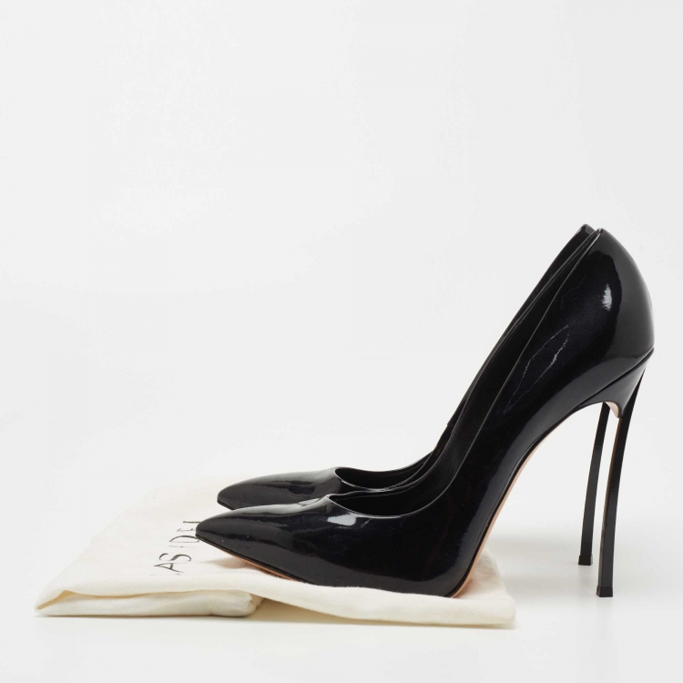 Pre Owned Casadei Black Patent Leather Blade Pumps Size 41