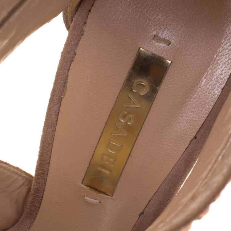 Pre Owned Casadei Two Tone Crystal Embellished Suede Sandals Size 37