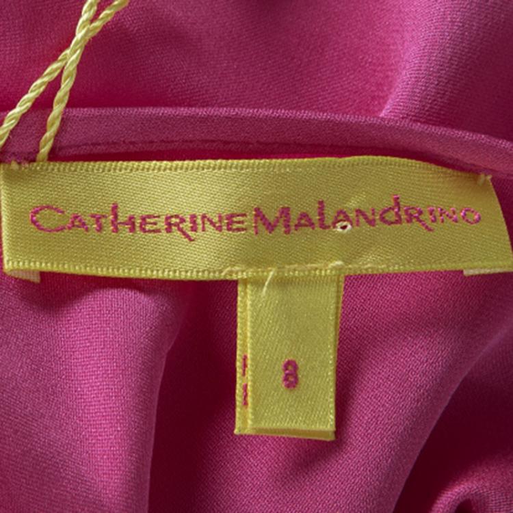 Pre Owned Catherine Malandrino Lotus Pink Silk Draped Belted Dress  M
