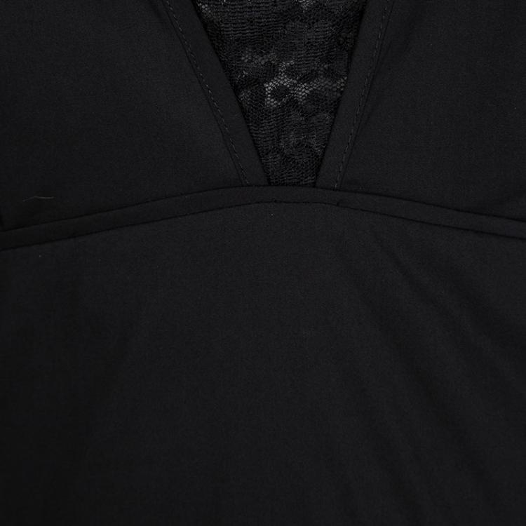 Pre Owned Catherine Malandrino Black Contrast Pintuck Detail Sleeveless Dress M