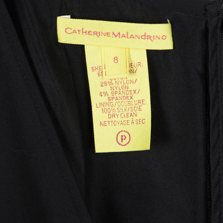 Pre Owned Catherine Malandrino Black Contrast Pintuck Detail Sleeveless Dress M
