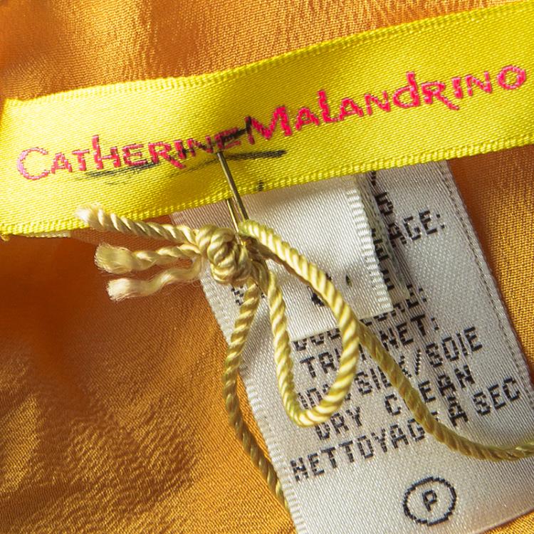 مملوكة مسبقًا Catherine Malandrino Mustard Yellow Silk Embroidered Halter Neck Dress M