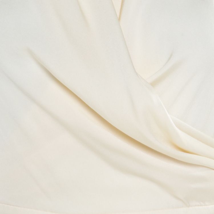 Pre Owned Catherine Malandrino Favorites Cream Silk Waist Tie Detail Jumpsuit S