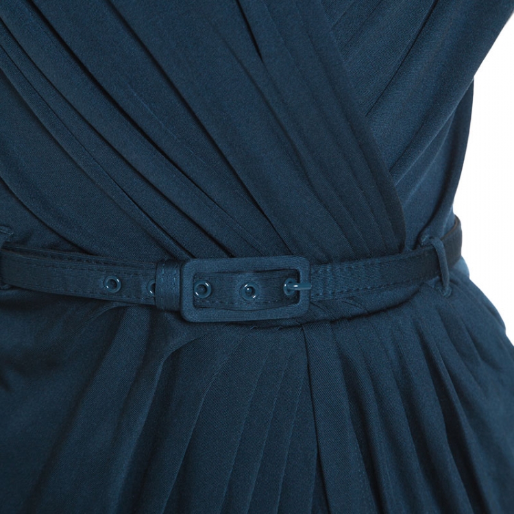 Pre Owned Catherine Malandrino Navy Blue Silk Jersey Twisted Draped Dress S