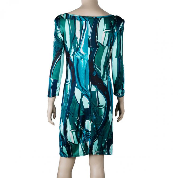 Pre Owned Catherine Malandrino Green Abstract Print Dress M