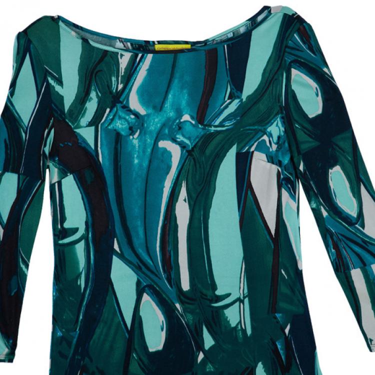 Pre Owned Catherine Malandrino Green Abstract Print Dress M