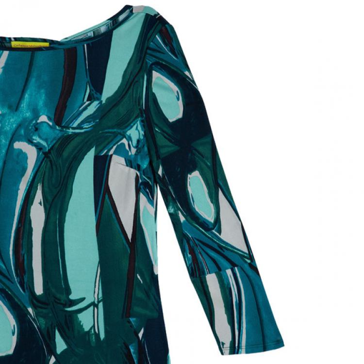 Pre Owned Catherine Malandrino Green Abstract Print Dress M