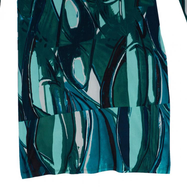 Pre Owned Catherine Malandrino Green Abstract Print Dress M