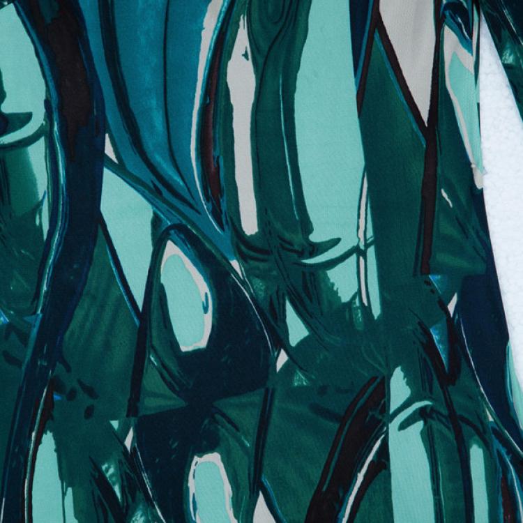 Pre Owned Catherine Malandrino Green Abstract Print Dress M