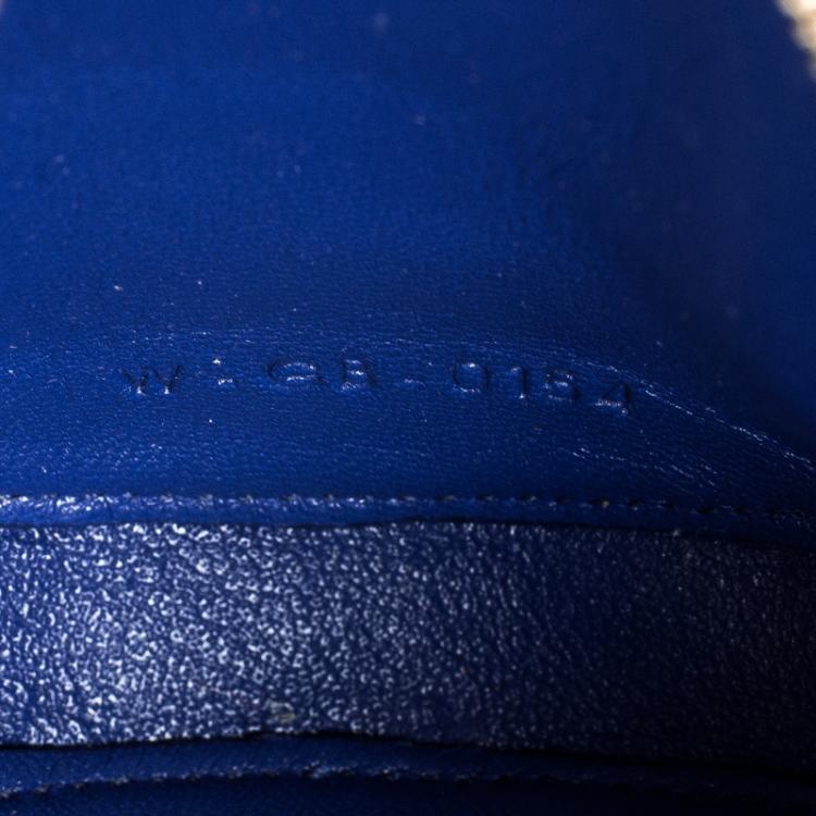 Pre Owned Celine Blue Croc Embossed Round Zip Coin Purse