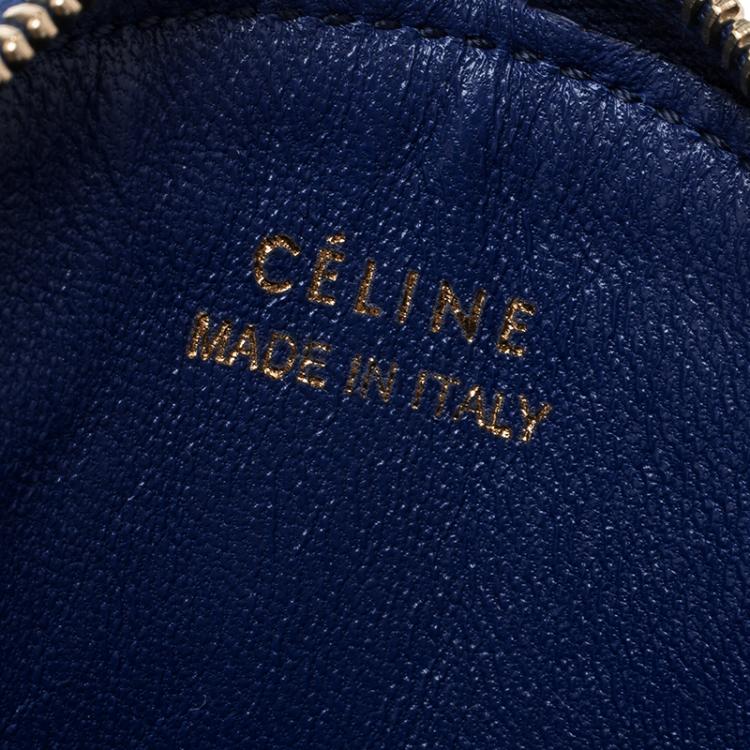 Pre Owned Celine Blue Croc Embossed Round Zip Coin Purse