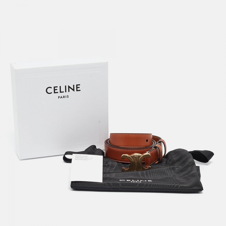 مملوكة مسبقًا Celine Brown Leather Macadam Buckle Belt 90CM