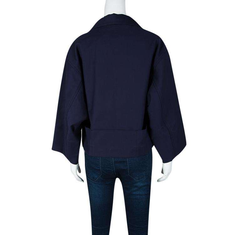 Pre Owned Celine Navy Blue Cotton Oversized Cropped Box Jacket S