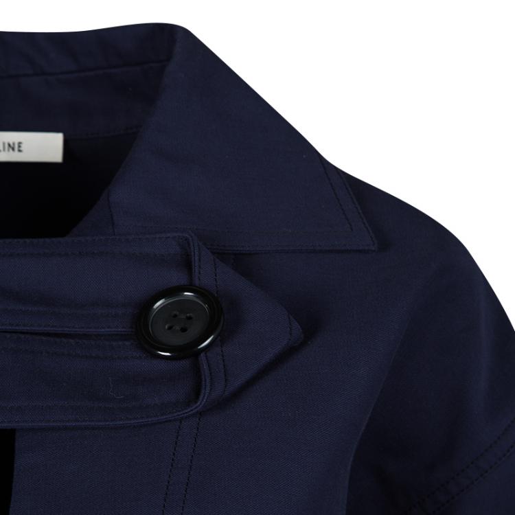 Pre Owned Celine Navy Blue Cotton Oversized Cropped Box Jacket S