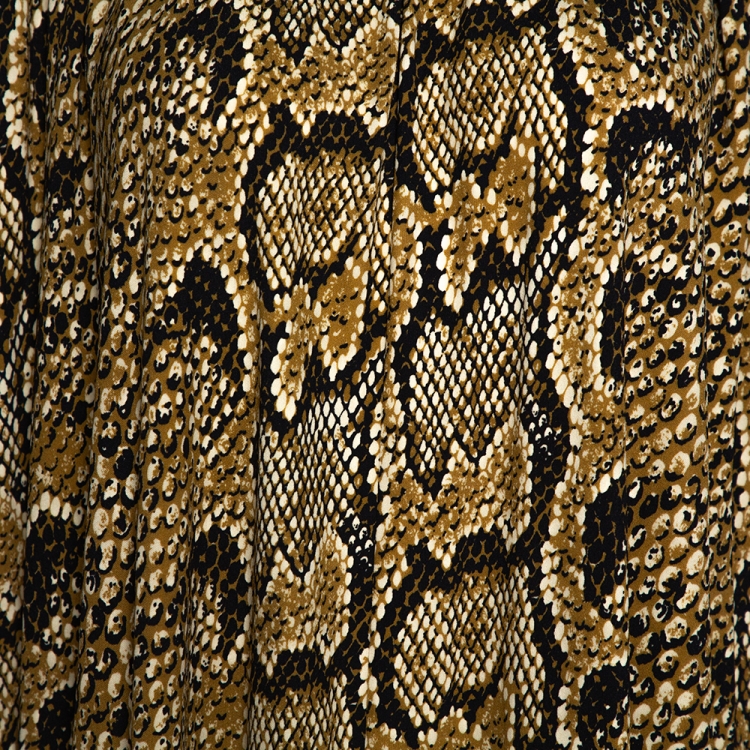 Pre Owned Celine Mustard Jersey Crepe Snake Print Maxi Dress M