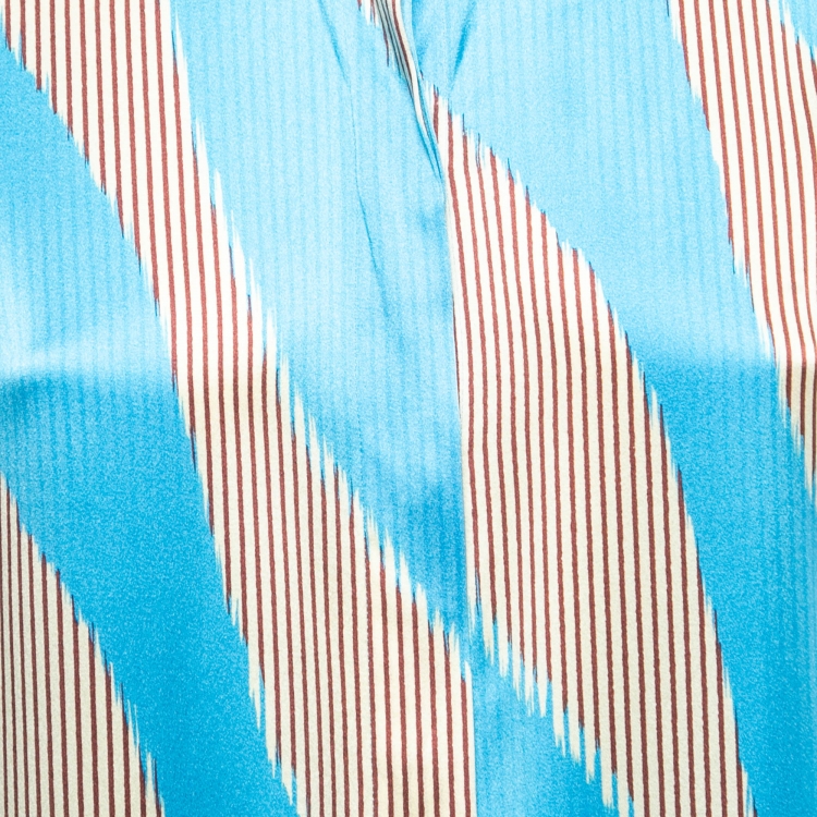 Pre Owned Celine Blue Printed Satin Silk Buttoned Shirt L