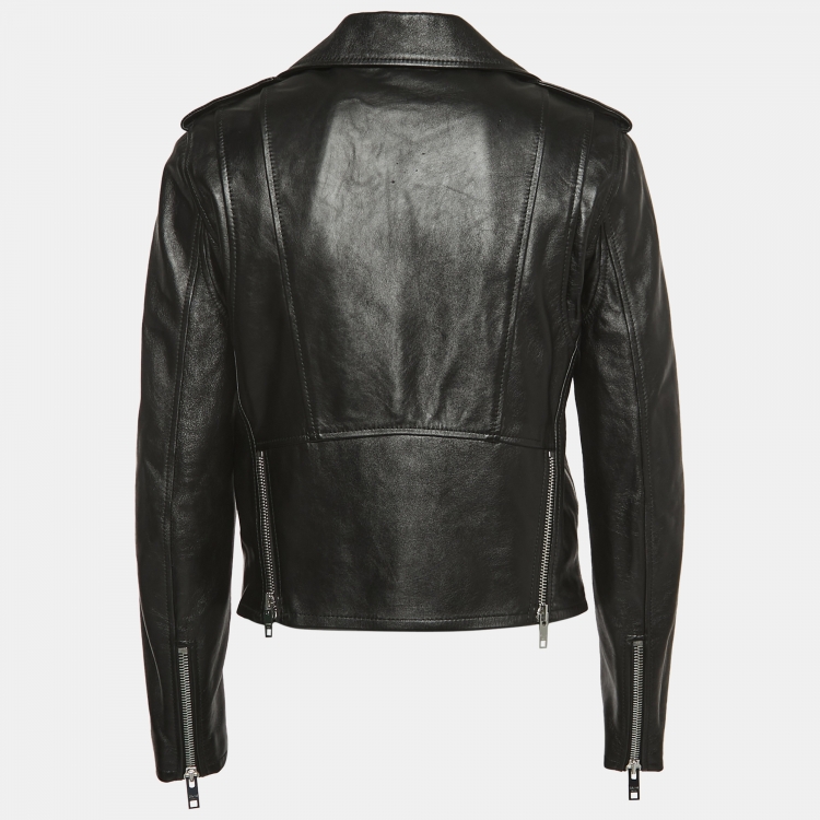 Pre Owned Celine Black Leather Biker Jacket M