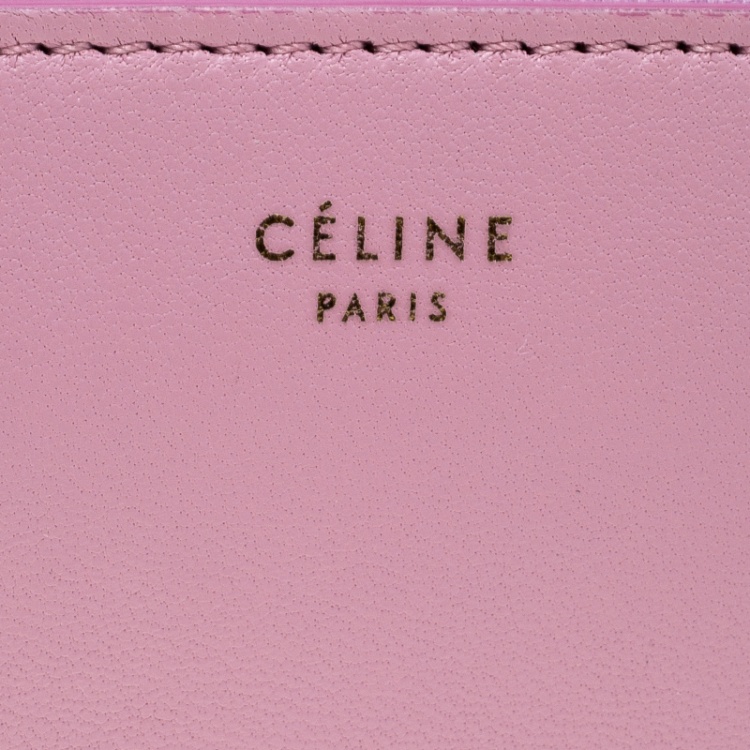 Pre Owned Celine Pink/Orange Leather Zip Around Wallet
