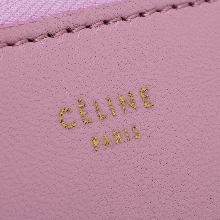 Pre Owned Celine Pink/Orange Leather Zip Around Wallet