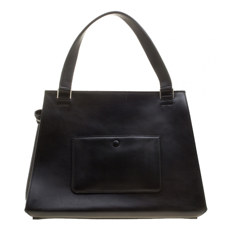 Pre Owned Celine Black/Pink Leather and Calf Hair Medium Edge Bag