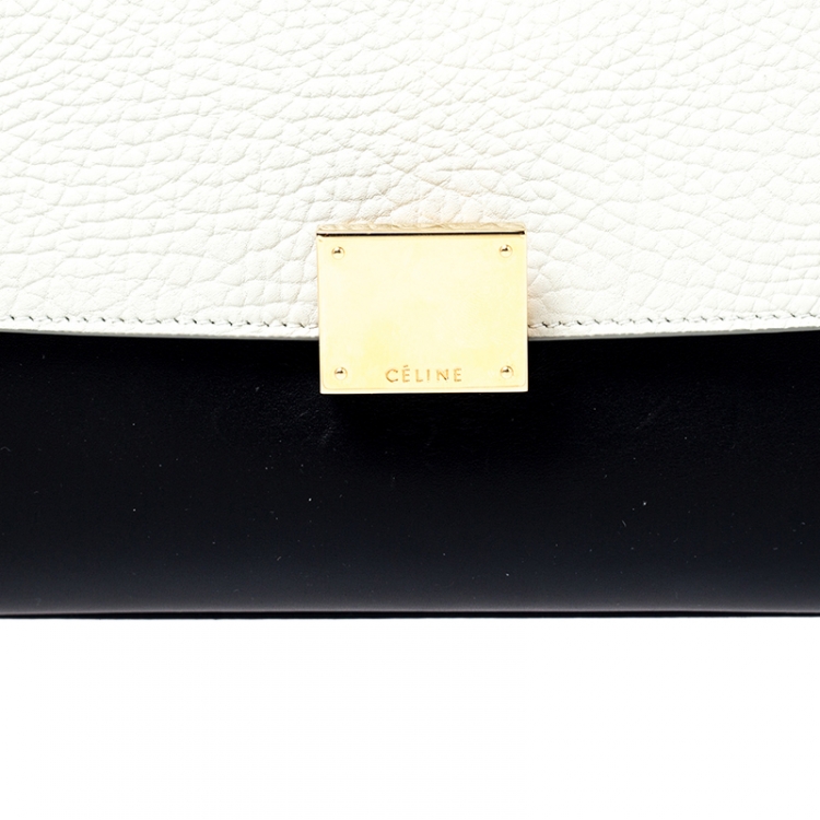 Pre Owned Celine Tri Color Leather and Suede Small Trapeze Bag