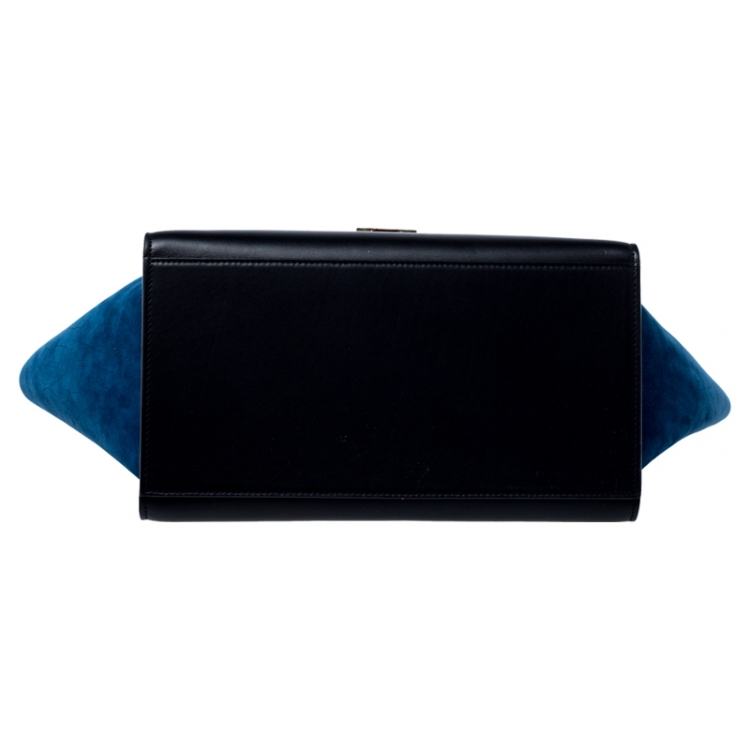Pre Owned Celine Tri Color Leather and Suede Small Trapeze Bag